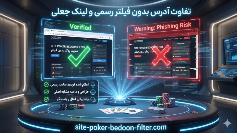 تفاوت آدرس بدون فیلتر رسمی و لینک جعلی